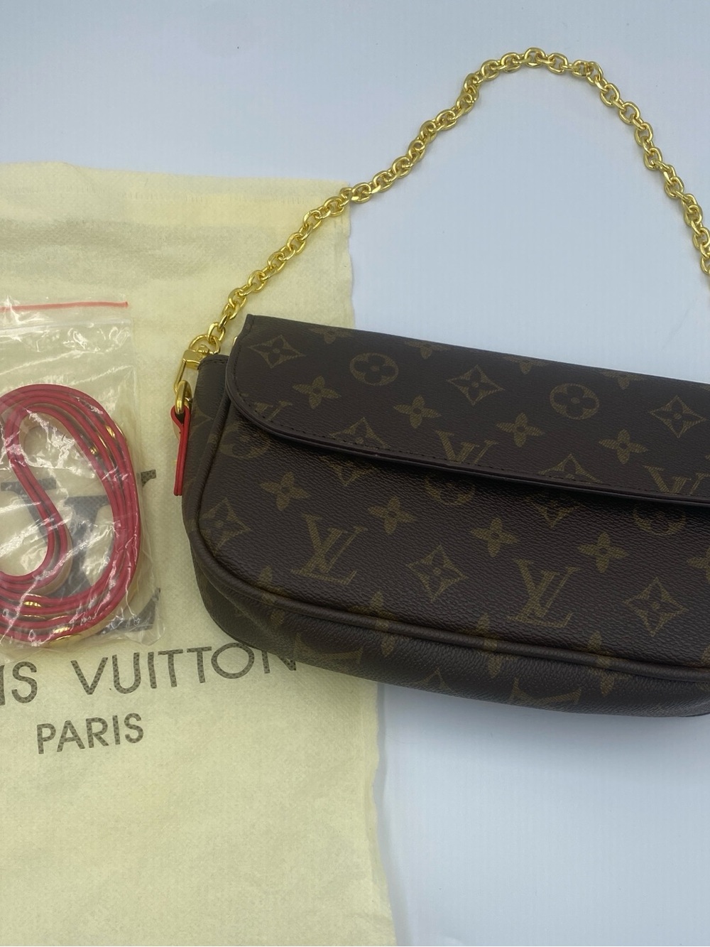 Monogram small purse with Gold Chain and strap